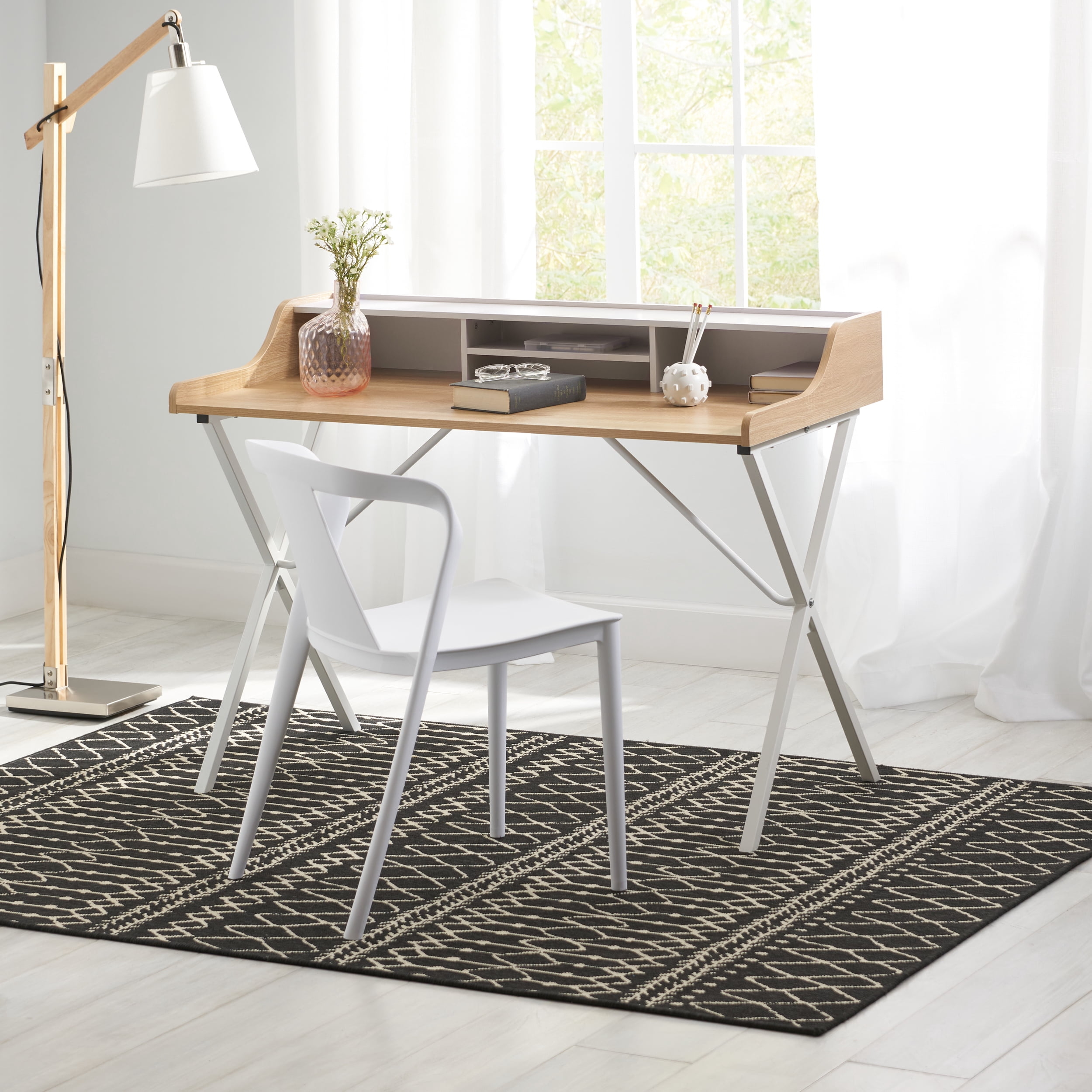 Computer Desk X Frame Legs Integrated Hutch Workstation