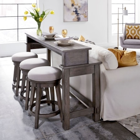 Console Bar Set With Two Tier Top And Gray Console Table