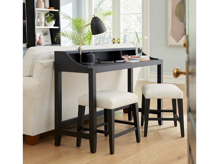 Console Bar Table Integrated Cubbies Matte Black Sofa Back Bar