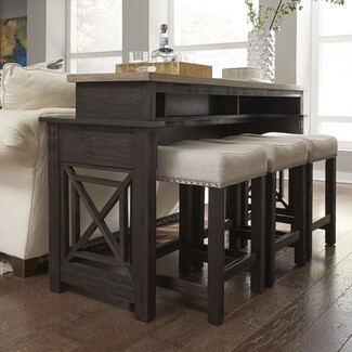 Console Bar Table X Brace Sides Stool Tuck Storage Seating Solution