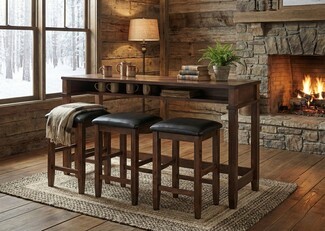 Console Dining Set Under Table Shelf 72 Inch Wood Table