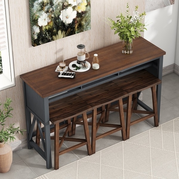 Console Dining Set With X Brace Frame Small Space Dining