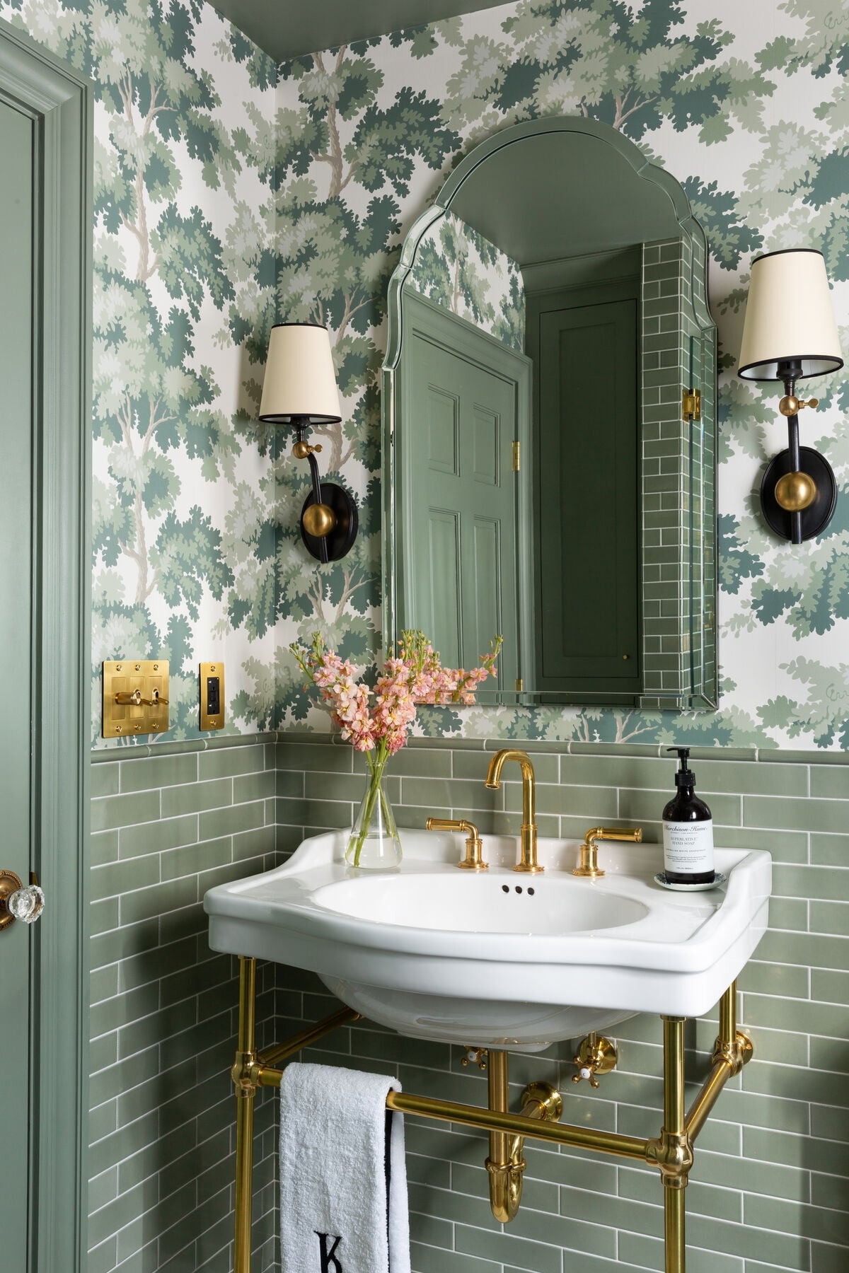 Console Sink Brass Legs Traditional Guest Bath