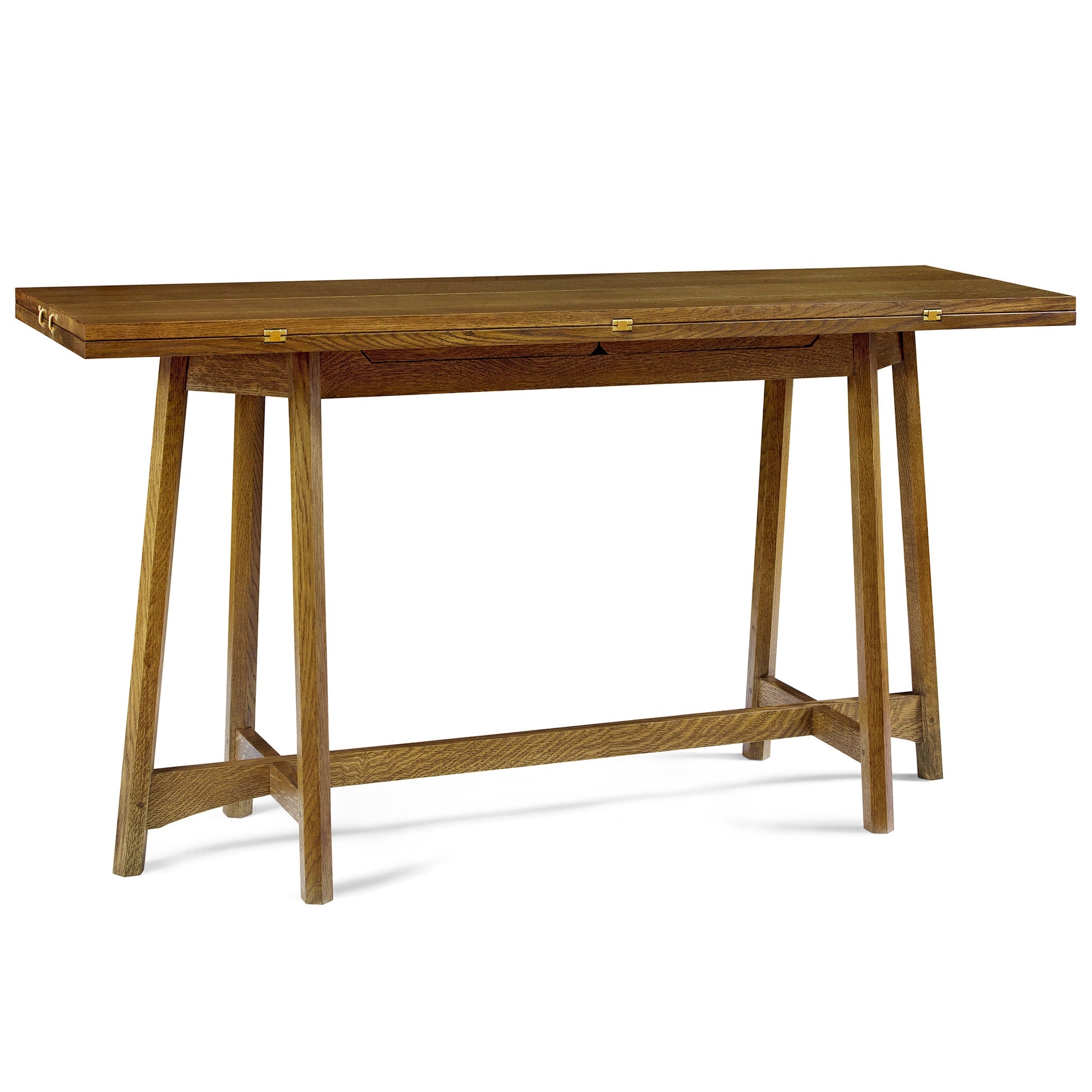 Console Table Bay Brown Wood Grain Mission Trestle Style