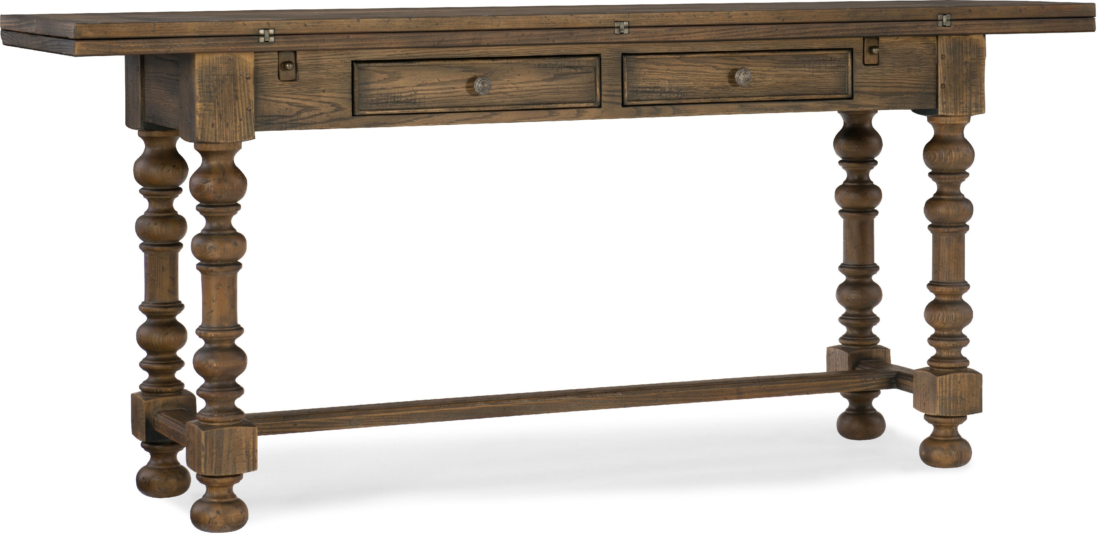 Console Table Bobbin Turned Legs Distressed Wood Sofa