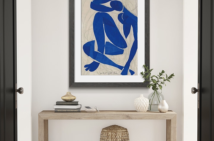 Console Table Cobalt Blue Art with Waterfall Edge Design