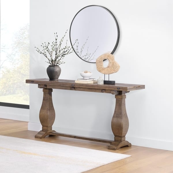 Console Table Cross Hatch Texture Baluster Pedestal Base