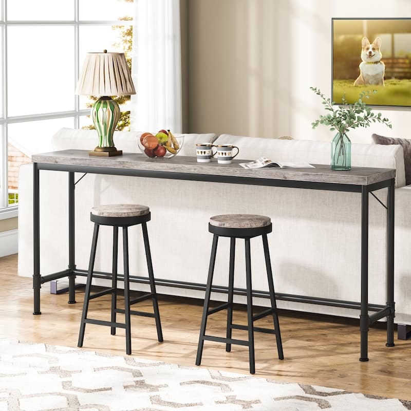 Console Table: Extra Long Width Grey Black Pipe Bar Table