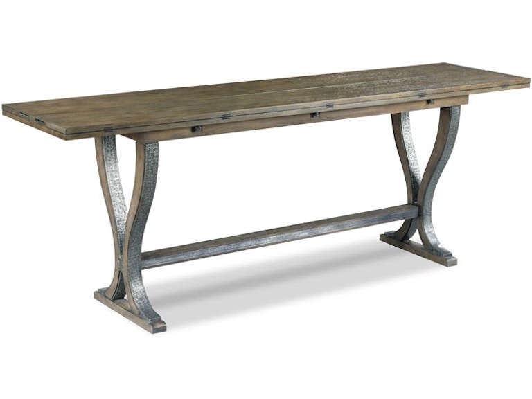 Console Table Hammered Metal Curved X-Base Industrial