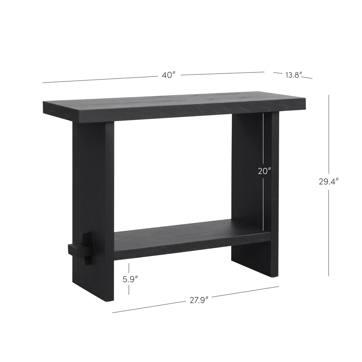 Console Table in Black Oak Finish with Exposed Joinery