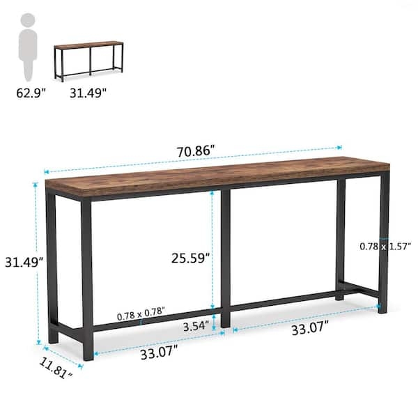 Console Table in Seventy Inch Length with Open Bottom Frame