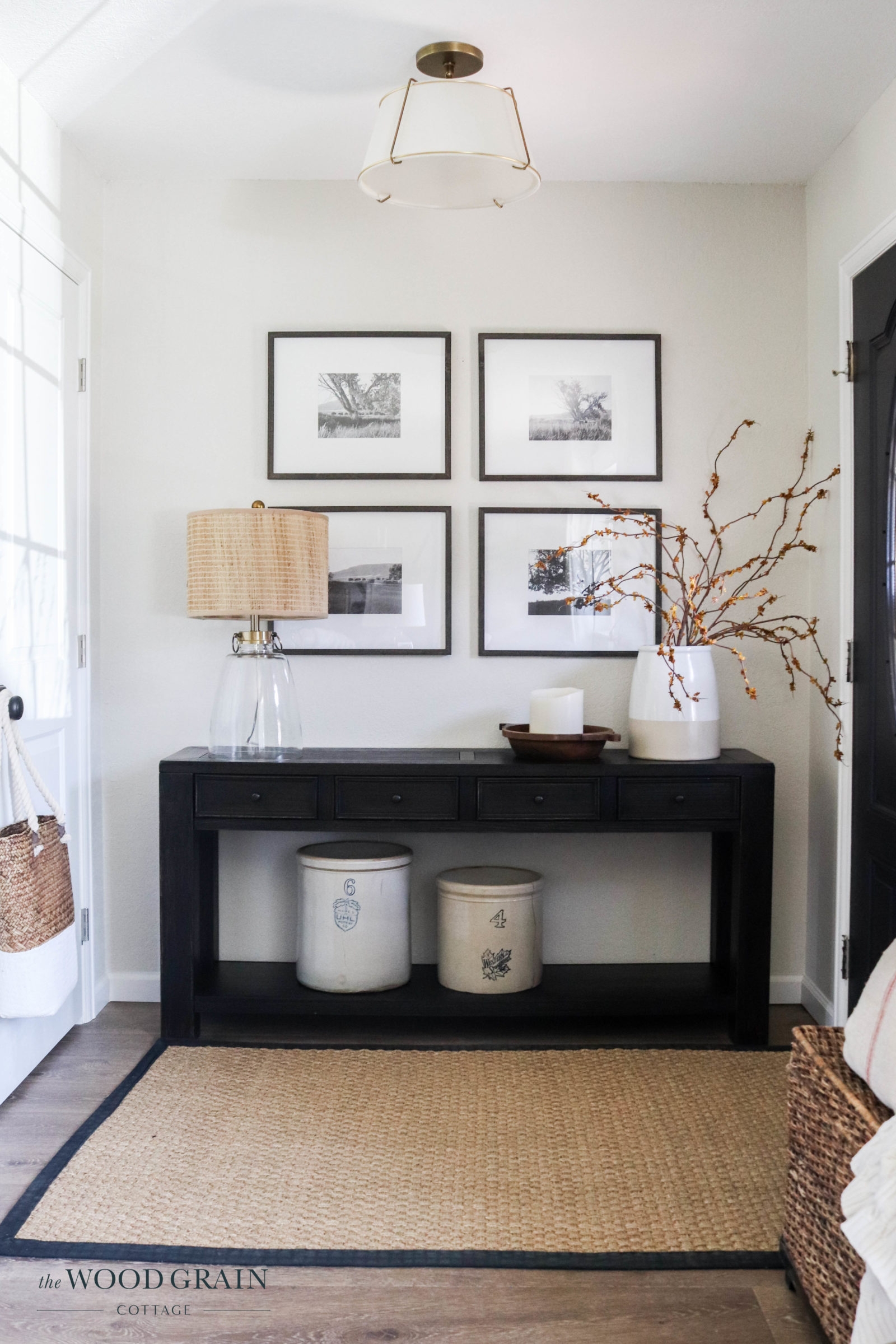 Console Table Matte Black 2x2 Photo Grid Gallery Wall