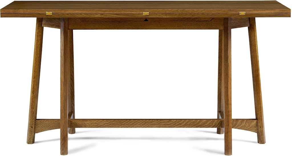 Console Table Mission Style Tapered Legs Brass Detail