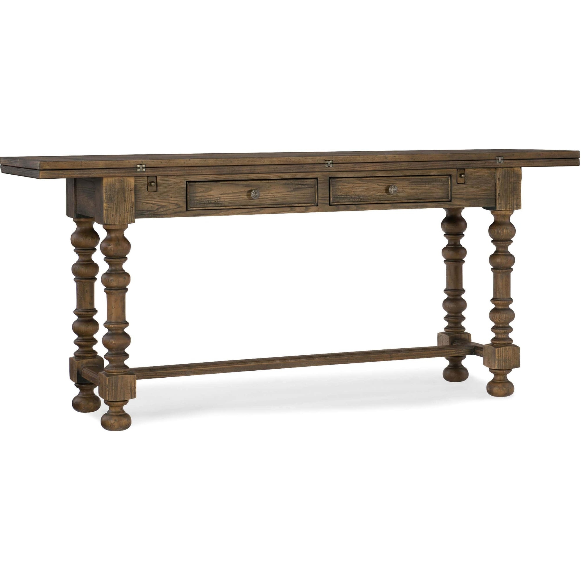 Console Table Saddle Brown Turned Leg Flip Top Entry Table