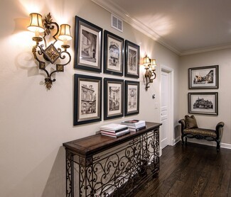 Console Table Scrolled Metal Base with Luxury Gallery Wall