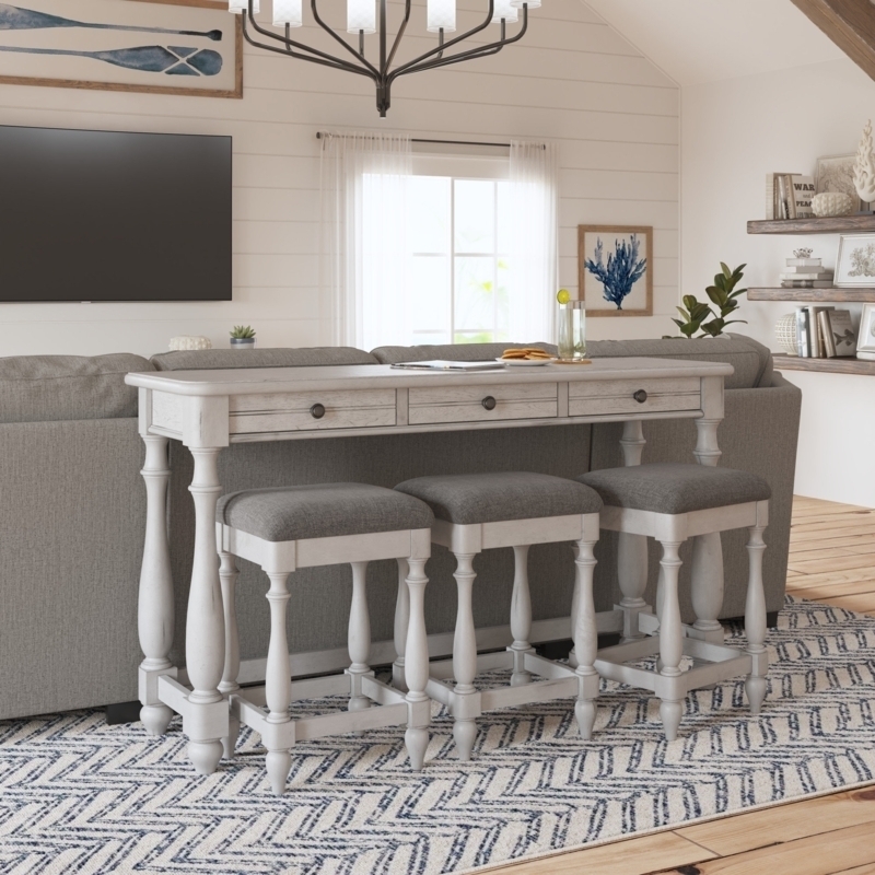 Console Table Set Highlights Three Drawers Sofa Back Storage