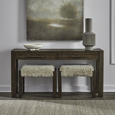 Console Table Set Using Shaggy Stools In Rustic Furniture
