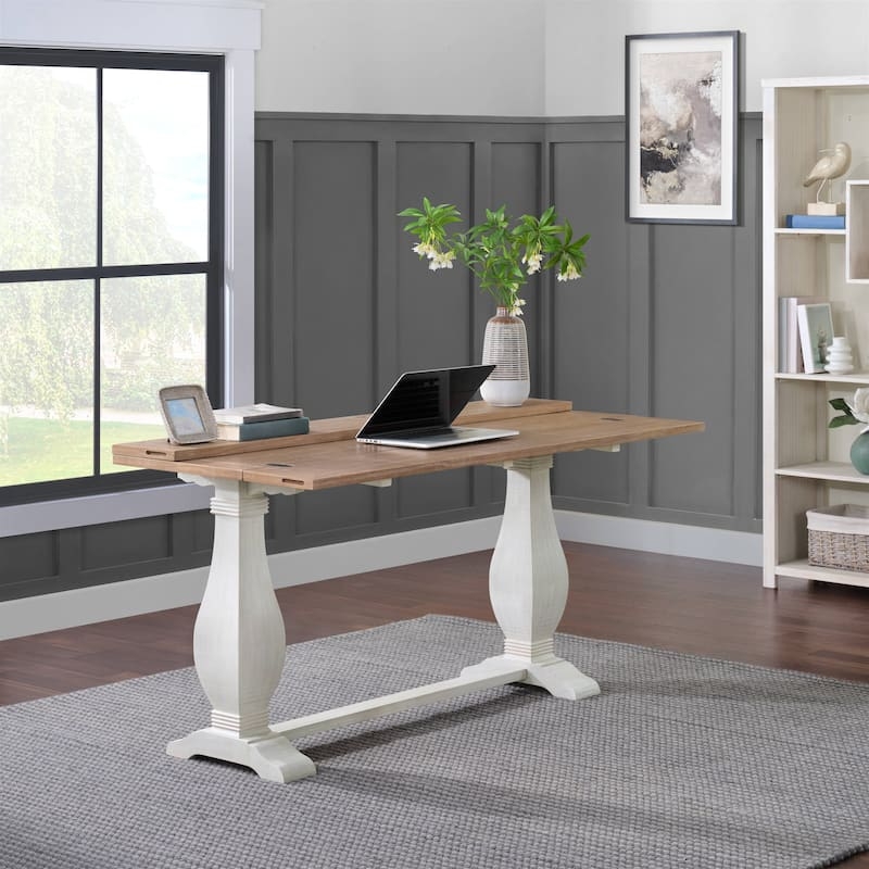 Console Table Solid Wood Baluster Pedestal White Base