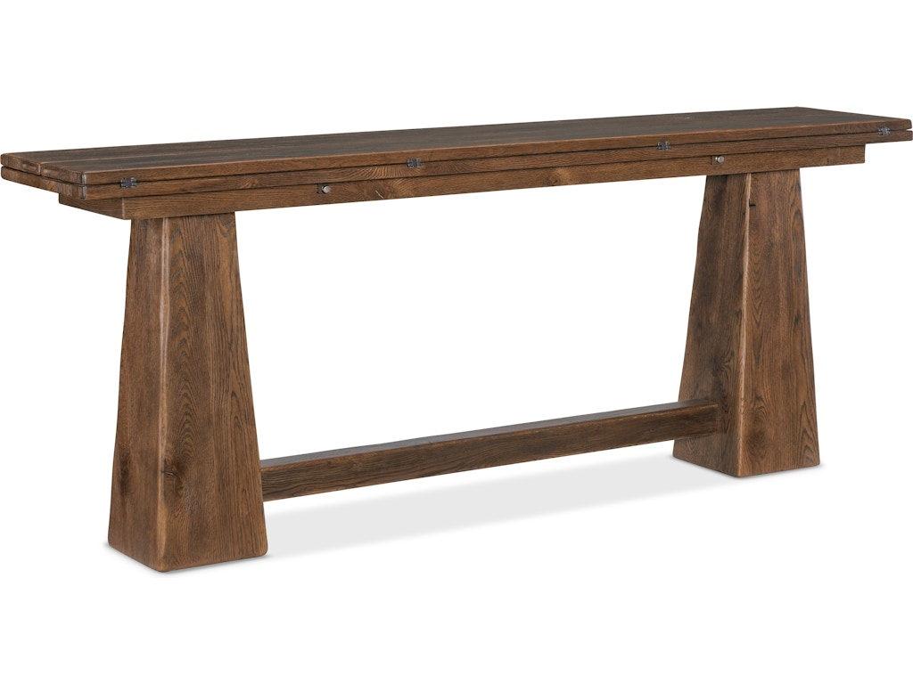 Console Table Walnut Brown Tapered Pedestal Stretcher
