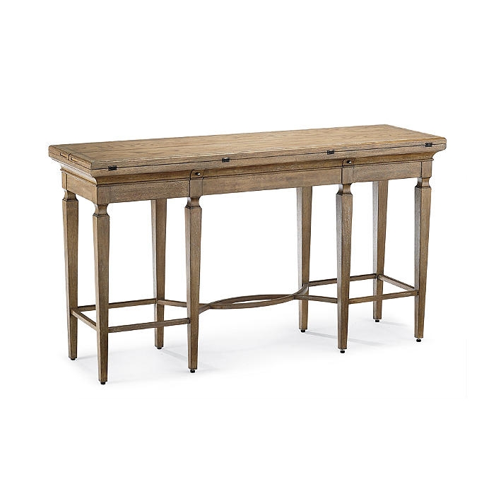 Console Table Weathered Wood H-Stretcher Tapered Legs