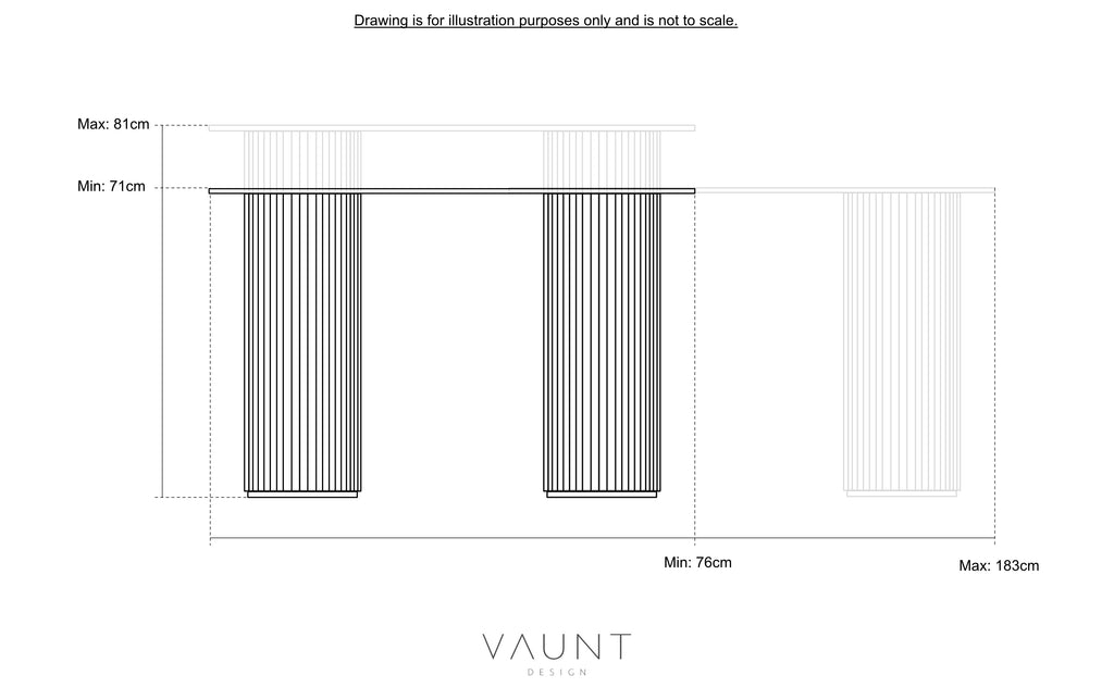 Console Table with Adjustable Height and Fluted Pedestal