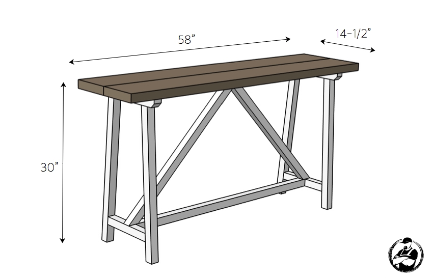 Console Table with DIY Truss Base and Two Plank Top