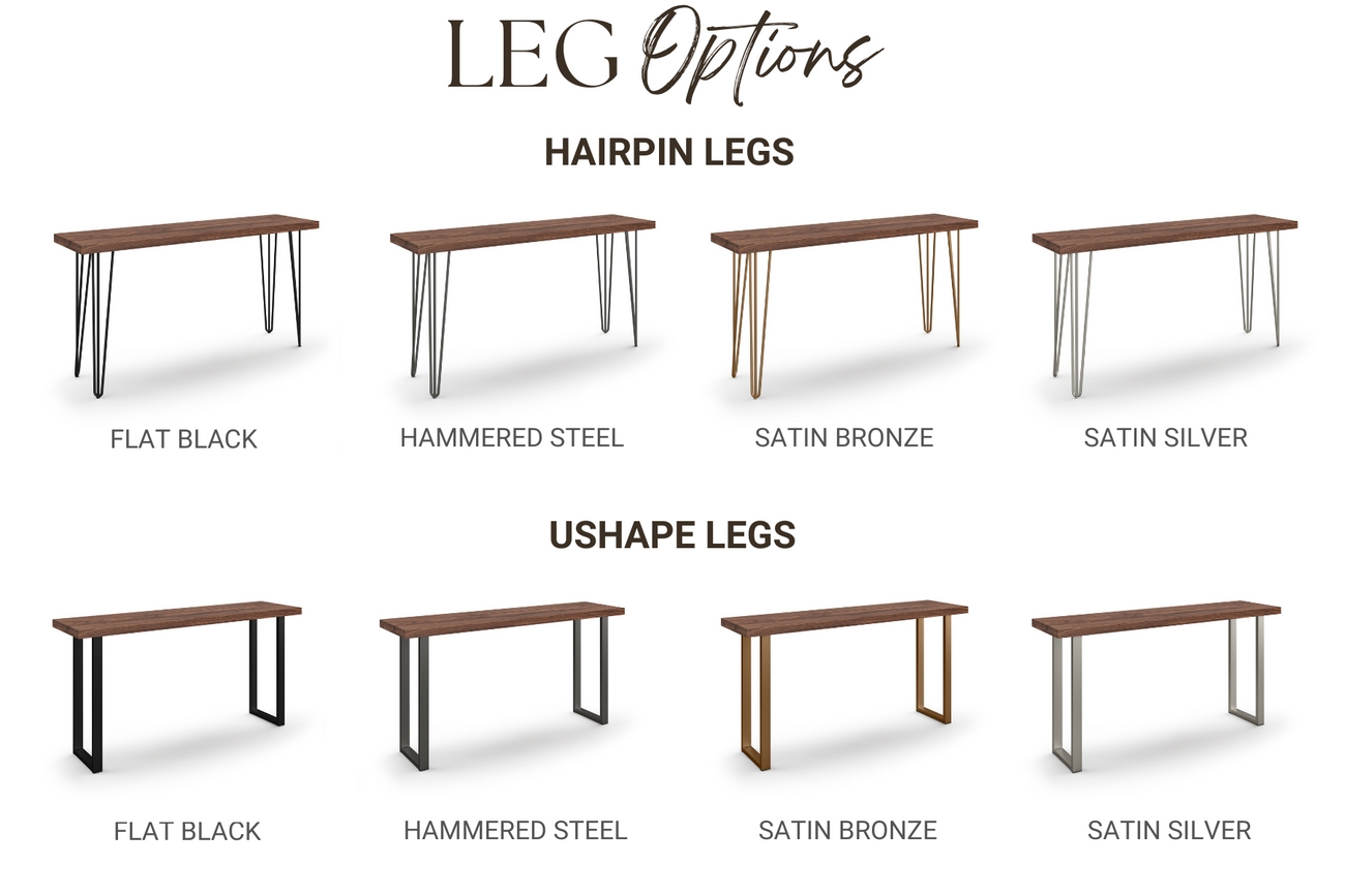 Console Table with Interchangeable Metal Leg Finishes