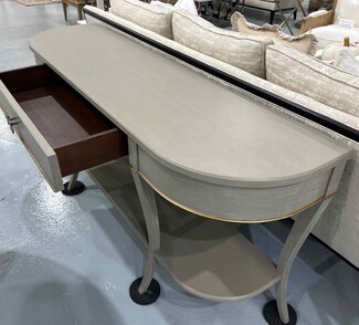 Console Table With Kidney Shape and Winter Gray Finish