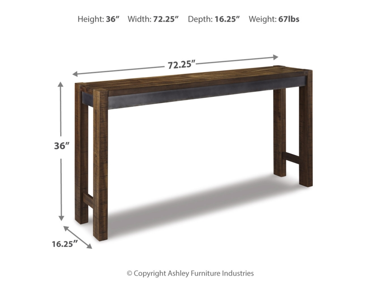 Console Table with Metal Apron and 72 Inch Width Profile