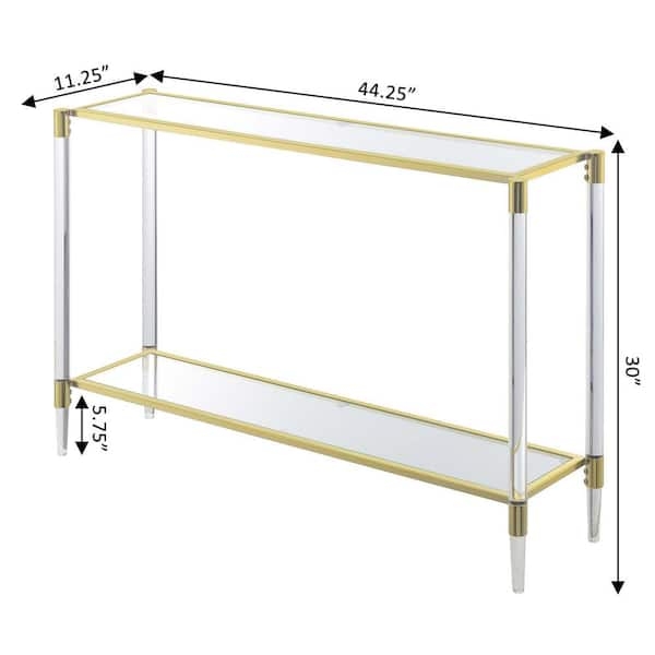 Console Table with Modern Glam Clear Legs and Gold Frame