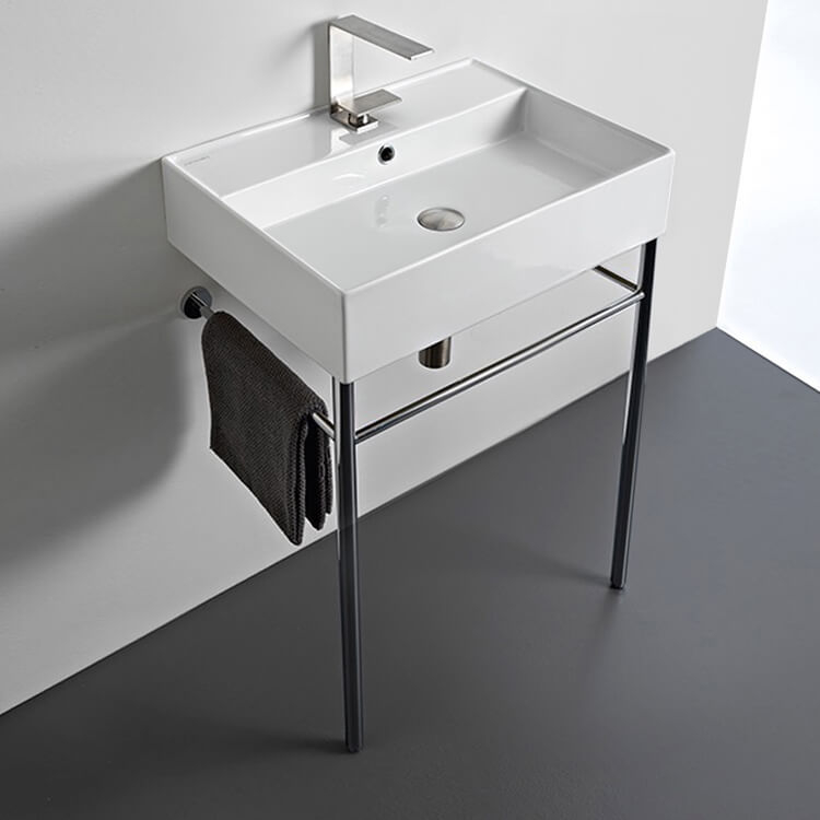 Console Vanity with Integrated Towel Rail and Stand