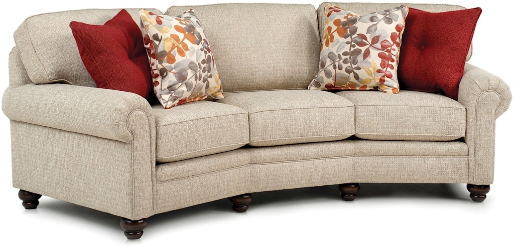 Conversation Sofa Featuring Welted Seams: Transitional Curved Seating