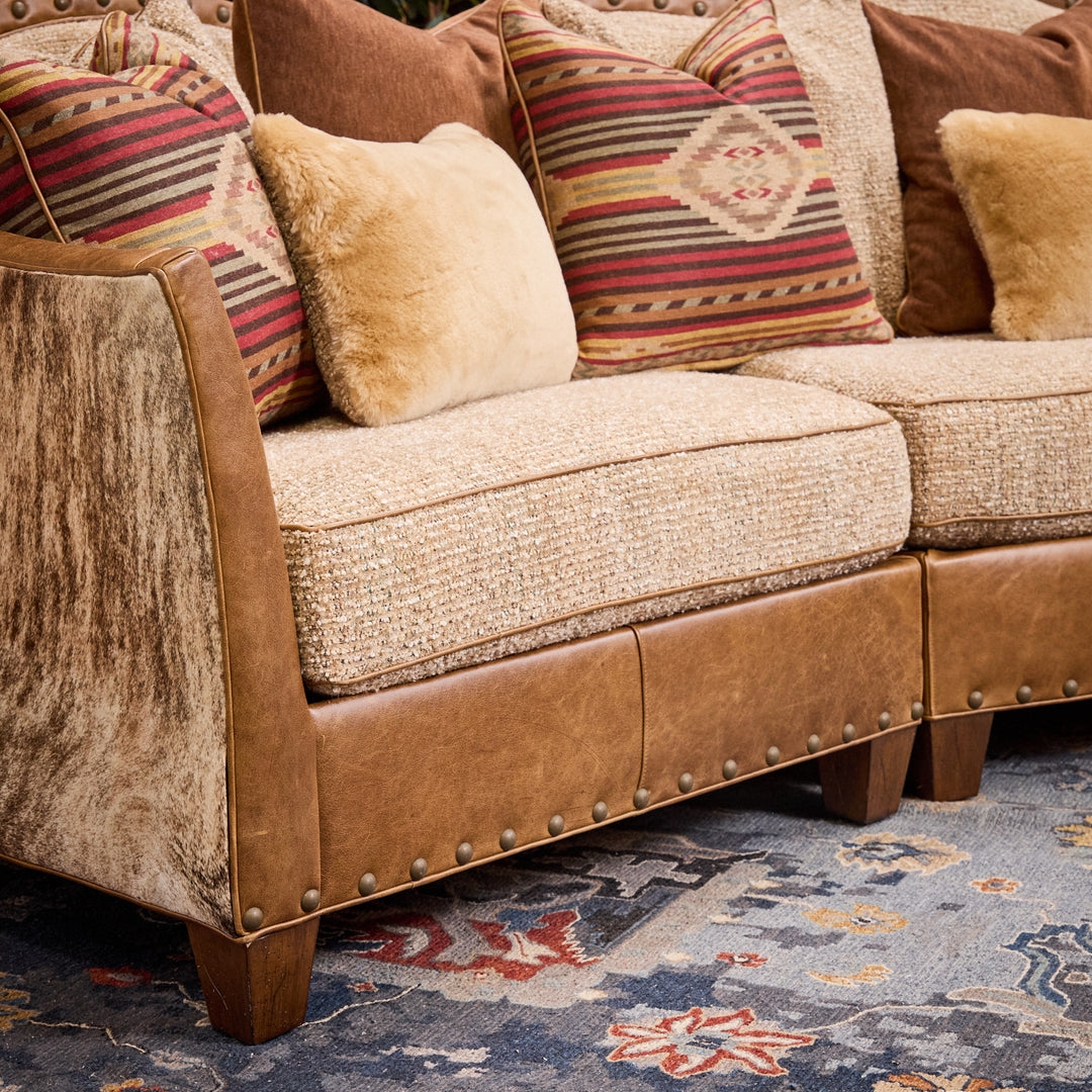 Conversational Sofa with Hair on Hide: Rustic Hair-on-hide Sofa