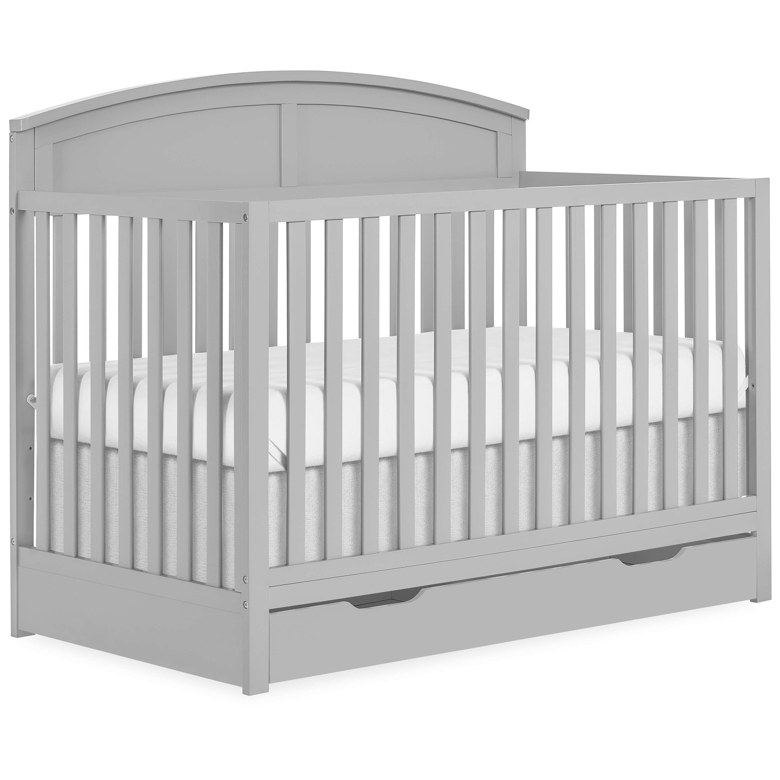Convertible Crib Light Grey Finish with Arched Headboard