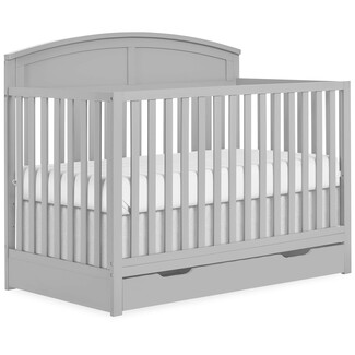Convertible Crib Light Grey Finish with Arched Headboard