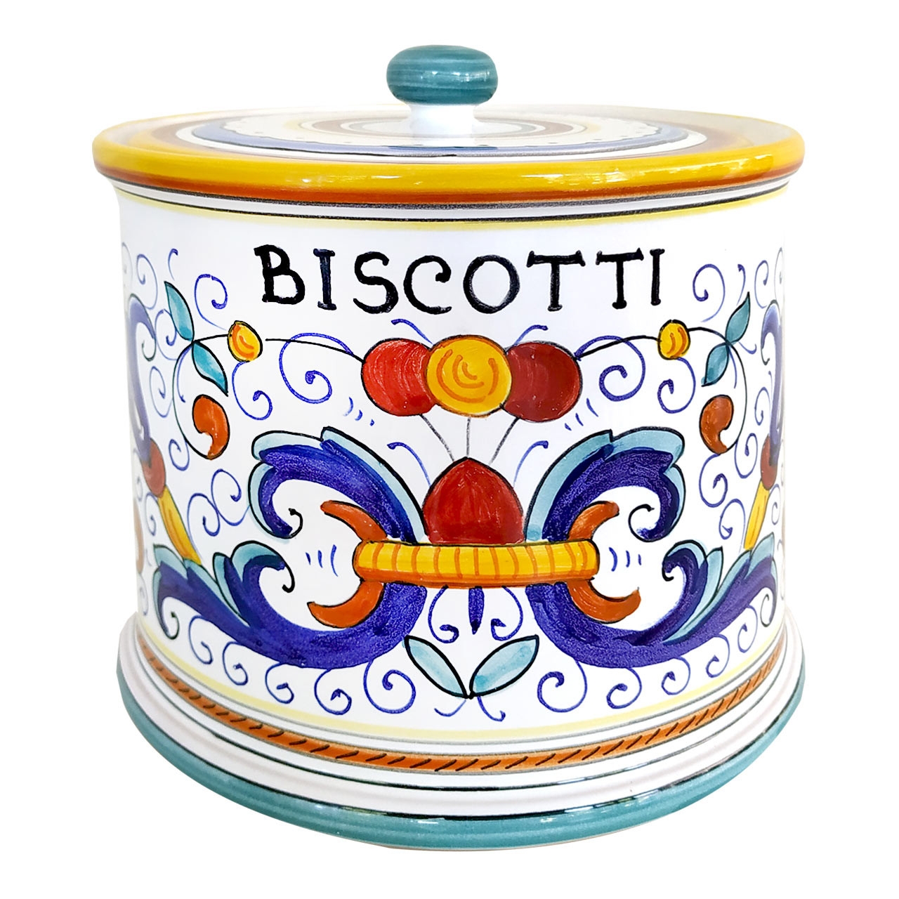 Cookie Jar Biscotti Label Ornate Scrollwork Storage
