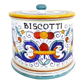 Cookie Jar Biscotti Label Ornate Scrollwork Storage