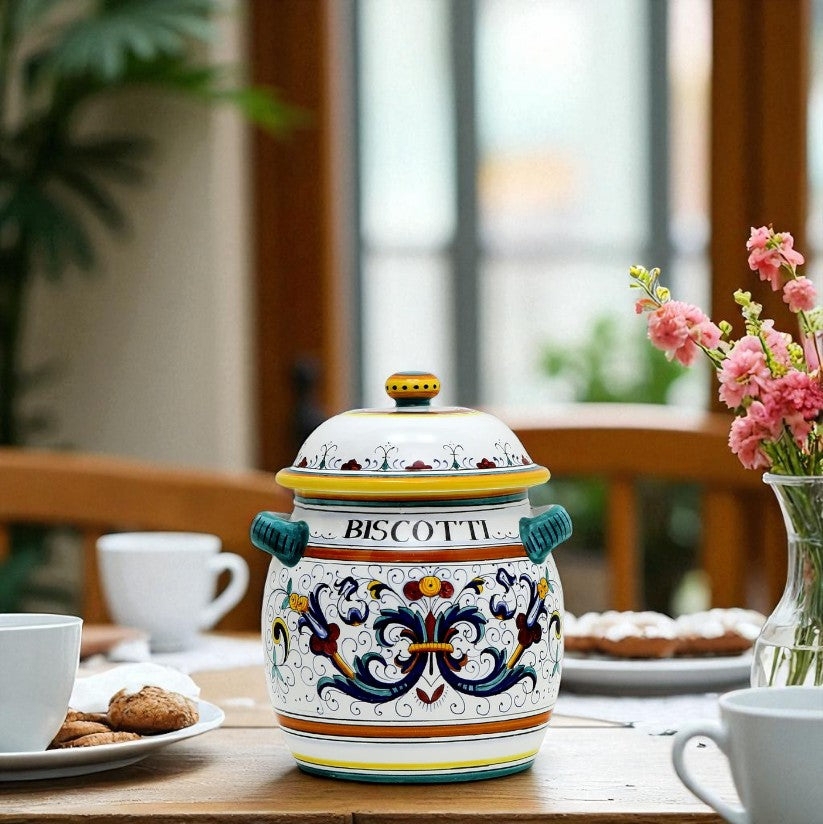 Cookie Jar Hand Painted Motifs Traditional Italian Jar
