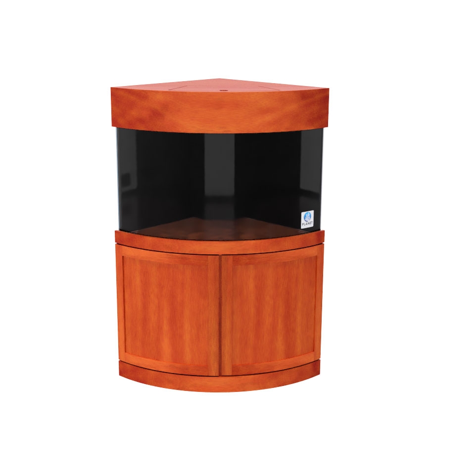 Corner Aquarium Cognac Brown Curved Front Elegance Kit
