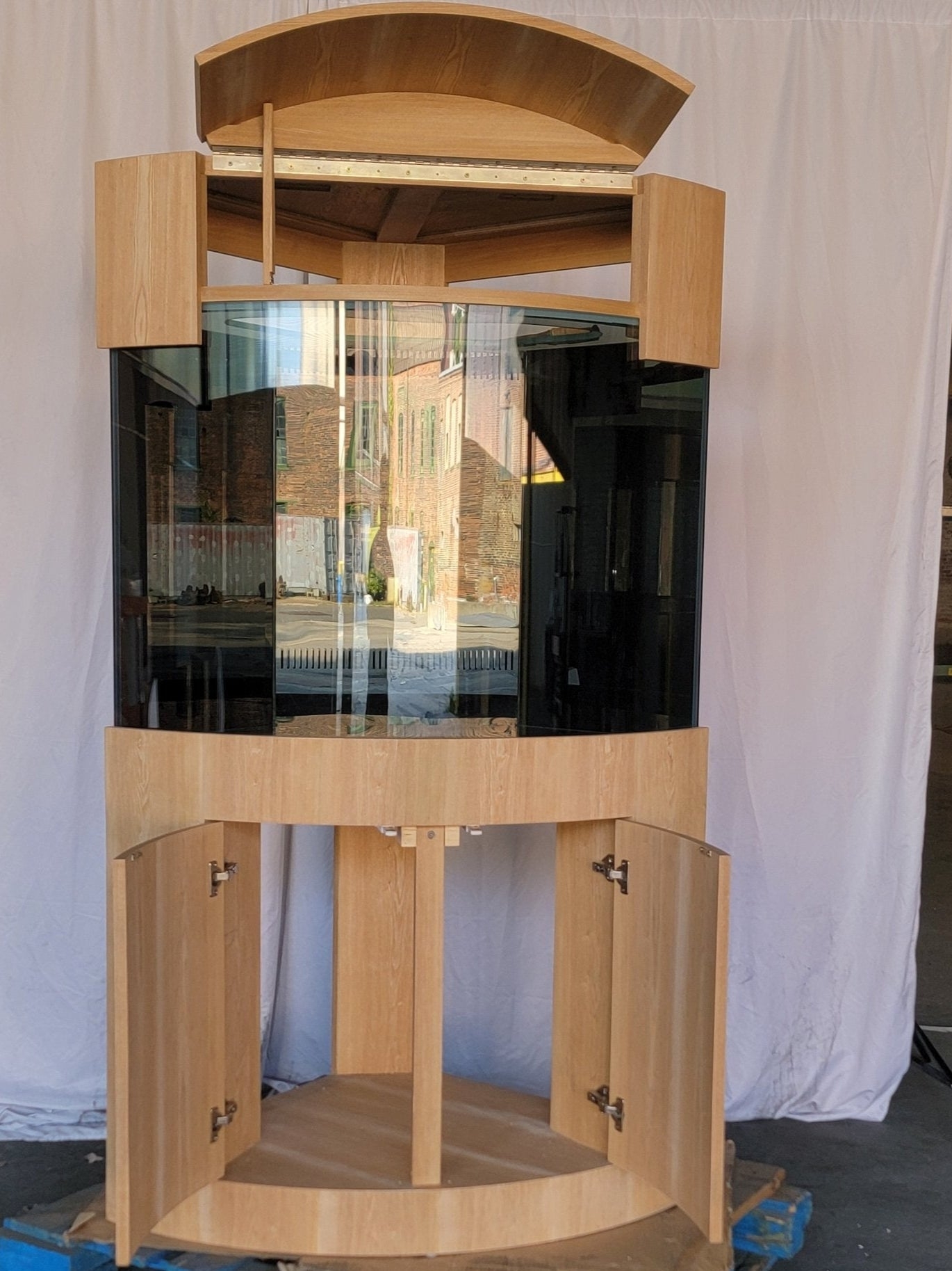 Corner Aquarium Flush Wood Furniture Quarter Cylinder Glass