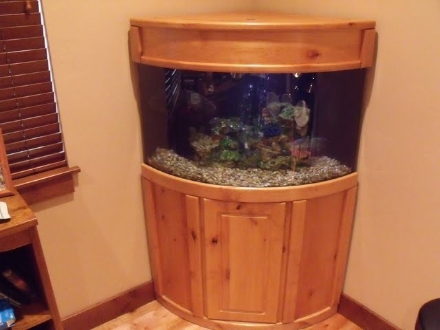 Corner Aquarium Honey Oak Bow Front Traditional Cabinet