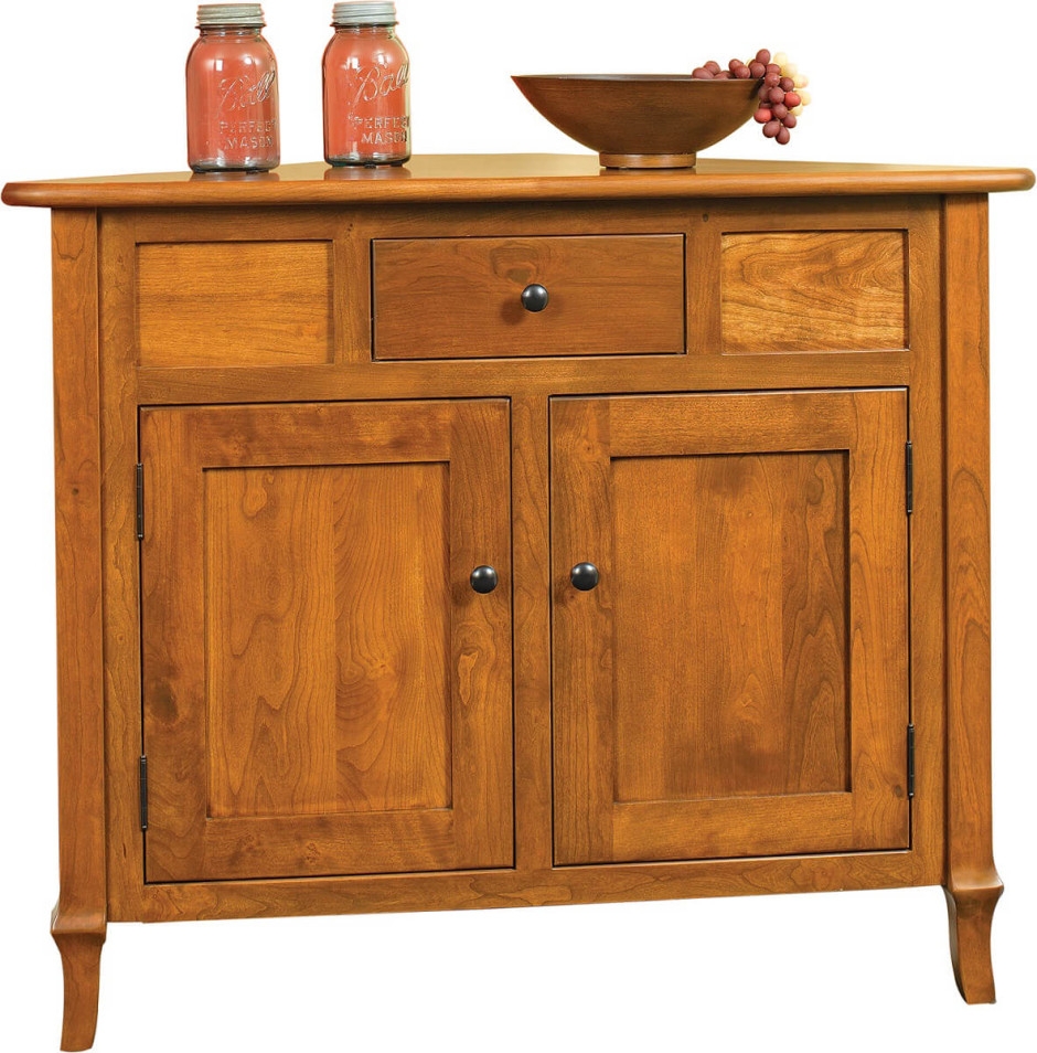 Corner Buffet featuring Triangular Top and Flared Legs