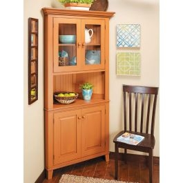 Corner Cabinet Warm Honey Wood-toned Dining Storage Open Alcove