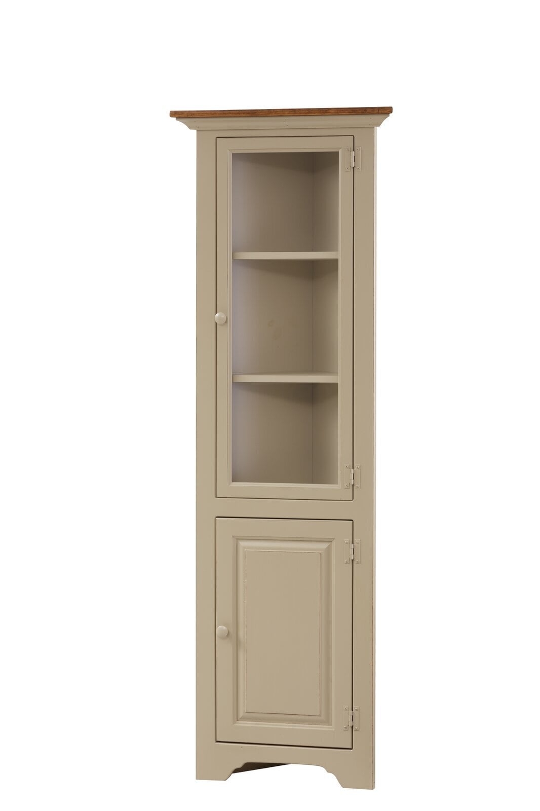 Corner Cupboard with Narrow Profile and Scalloped Base