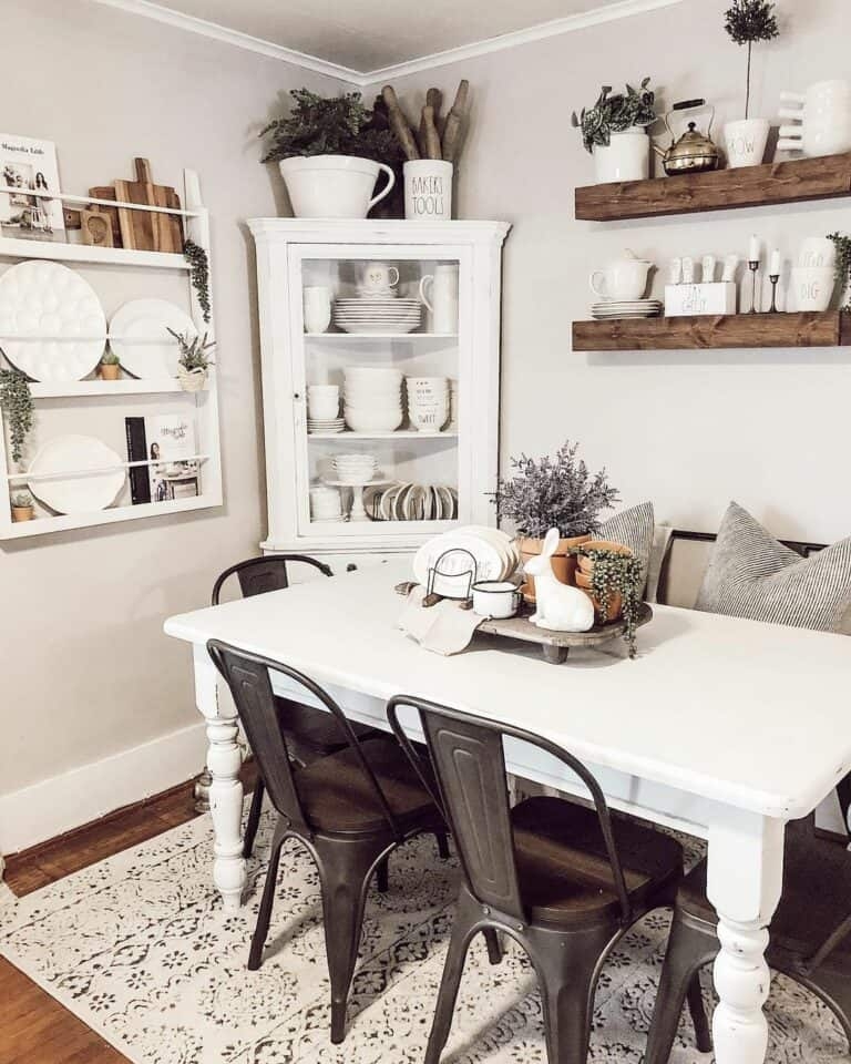 Corner Hutch Antique White Farmhouse Dining Room Storage Unit