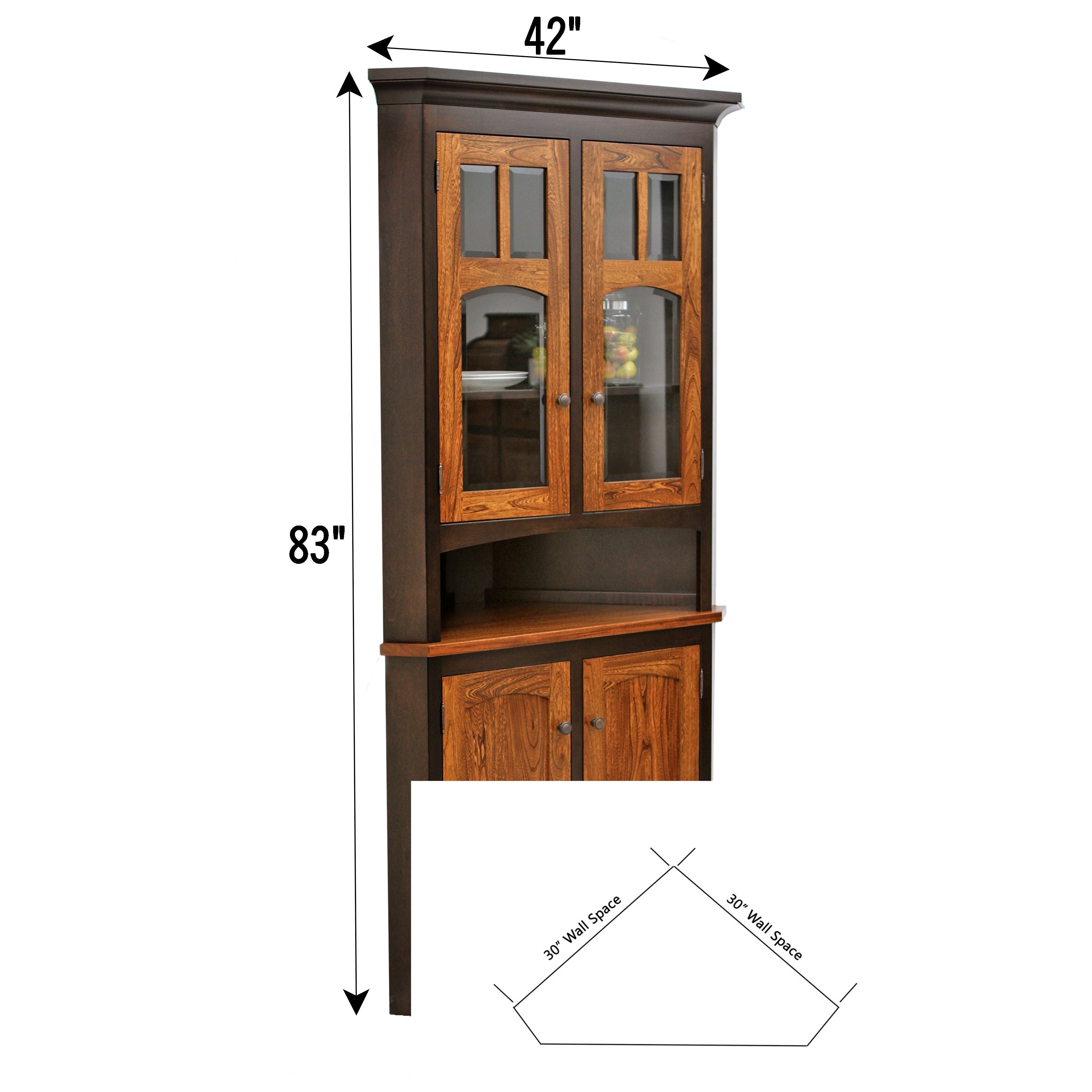 Corner Hutch Ebony Cherry Wood Mission Style Corner Hutch