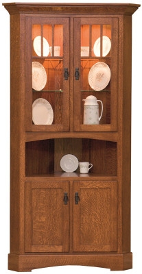 Corner Hutch Wood Mission Vertical Muntins Mission Corner Hutch