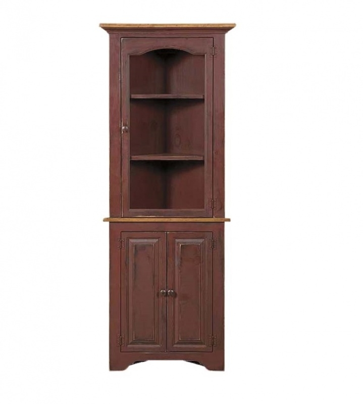 Corner Storage with Burgundy Red Arched Glass Doors