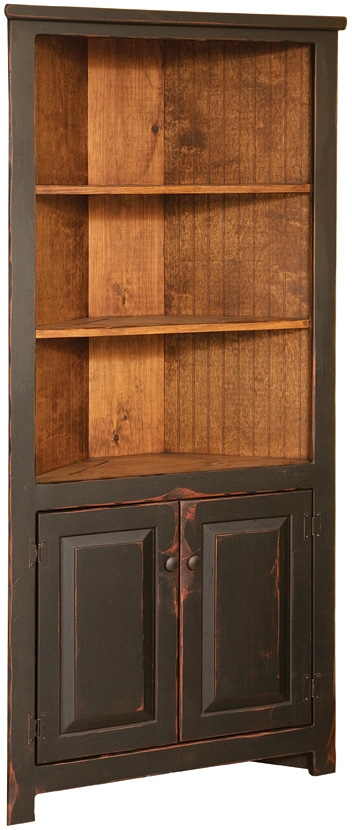 Corner Storage with Distressed Black Exterior Finish
