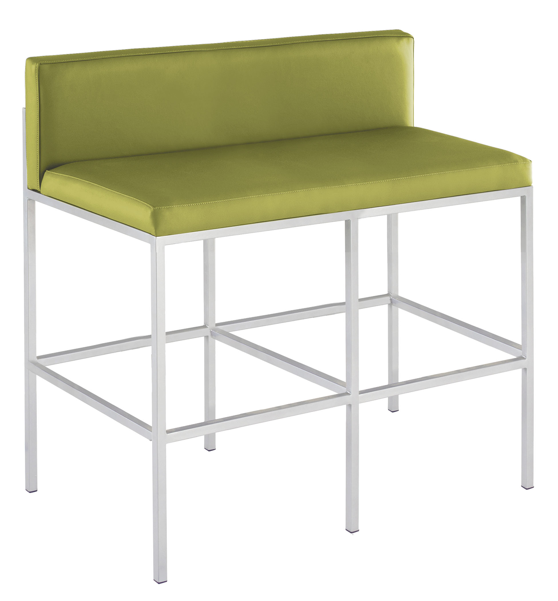 Counter Height Bench Lime Green Upholstery Modern Metal Bar Stool Back